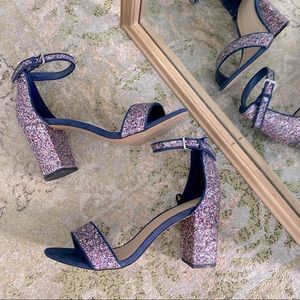 Gap multicolor glitter ankle strap heels